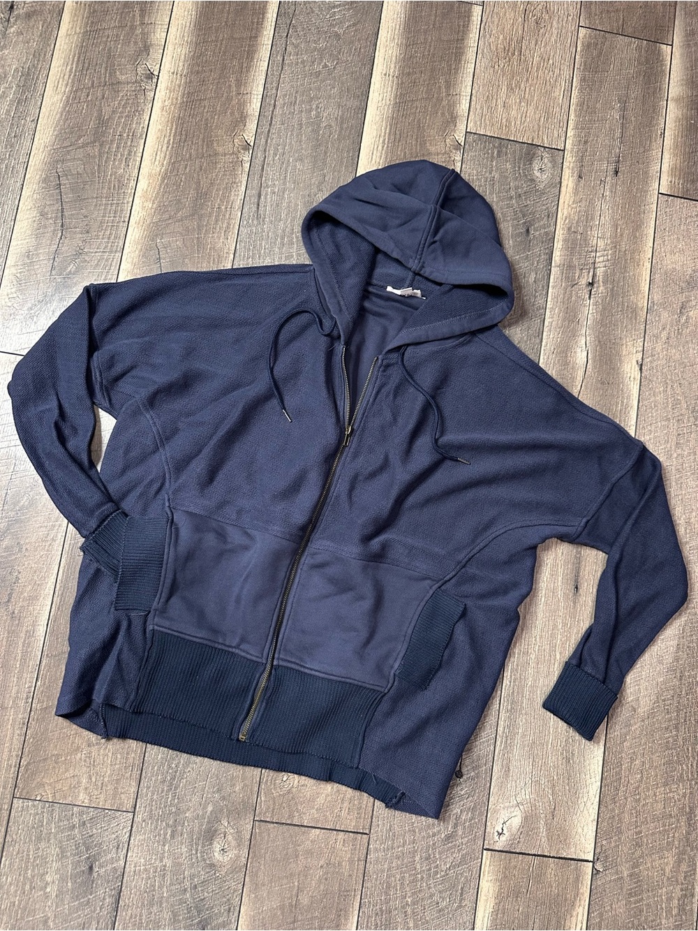 Bucket List Navy Hooded Oversized Zip Up